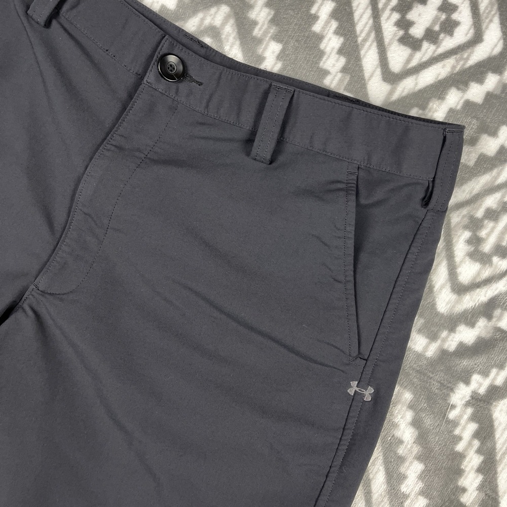 Under Armour Leaderboard Golf Shorts Mens 36 Black Lightweight Stretch Causal - Picture 2 of 10
